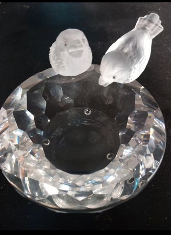 Coupelle cristal avec 2 oiseaux Swarovski 