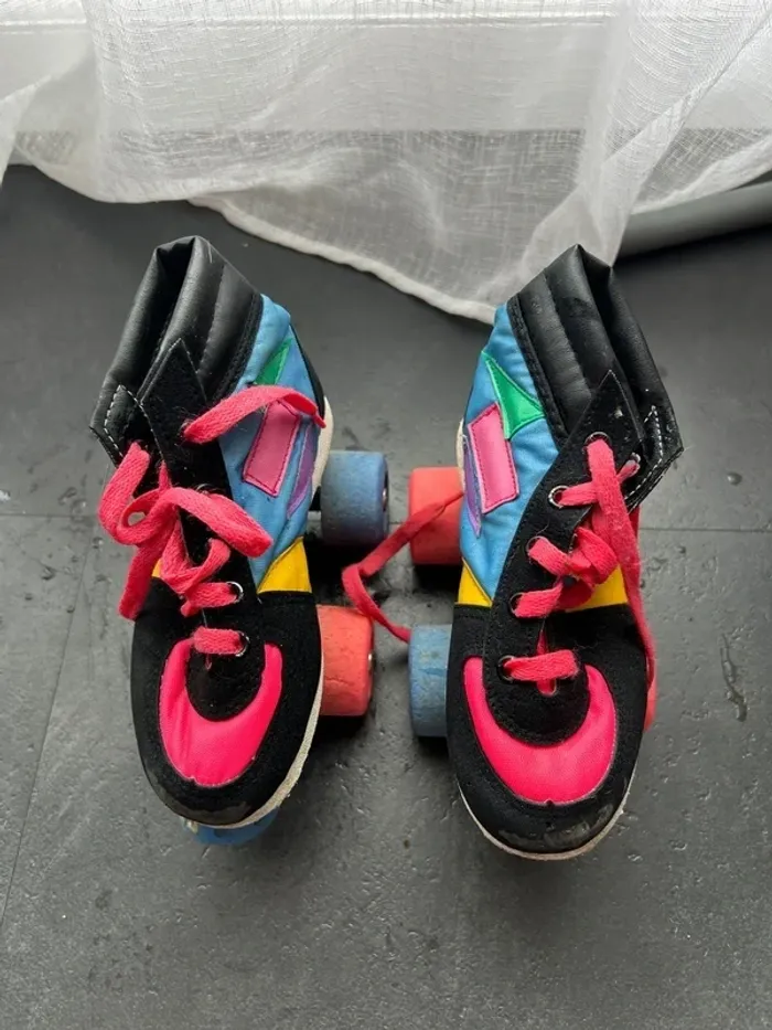 Patins à roulettes vintage multicolores – semelle 20 cm - photo numéro 4