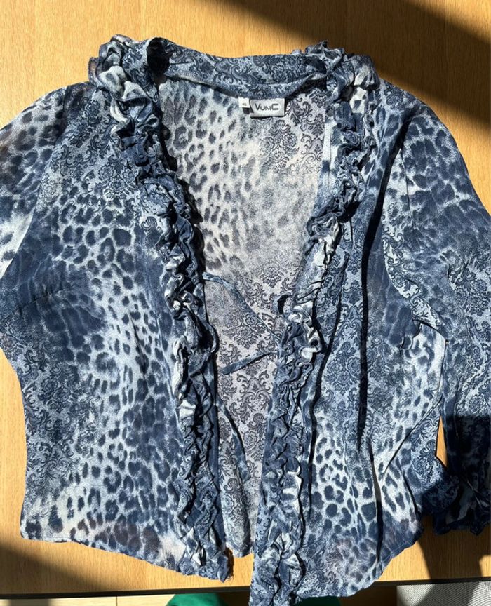 Chemise blouse fluide élégante vintage imprimé léopard/ornement - photo numéro 11