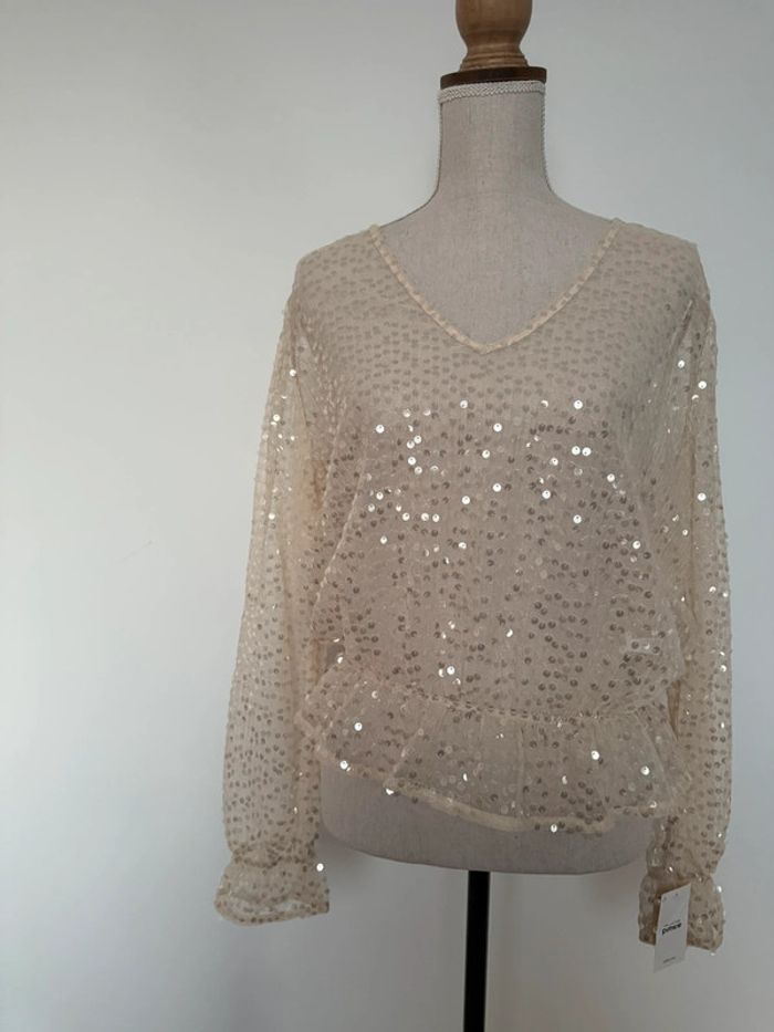 Haut blouse sequin chemise camisa Folder Camicia overhemd festa fest fête pimkie blusa T-shirt
