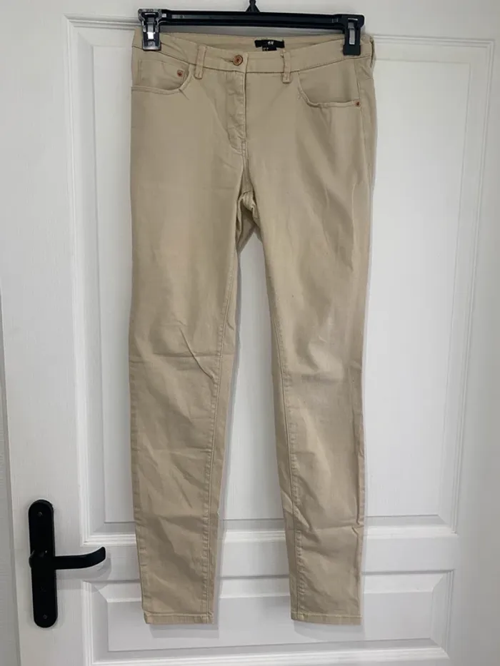 Jeans skinny beige clair H&M taille S 36 taille haute