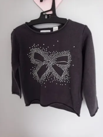 Pull fille gris noeud Okaïdi 2 ans 86 cm