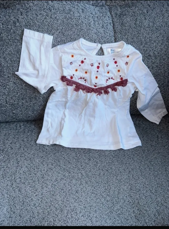 Chemisier t shirt manches longues bohème blanc mes petits cailloux