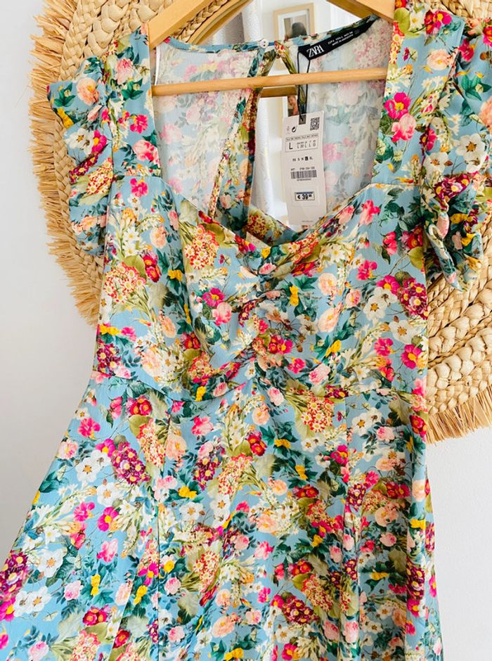 Robe fleurie neuve Zara taille L - photo numéro 2