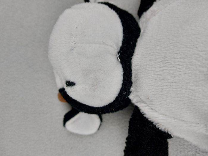 Peluche doudou vache blanc noir marron 23 cm assis yeux durs - photo numéro 4