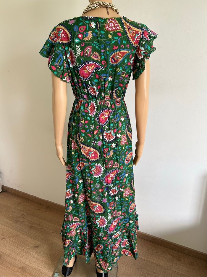 Robe verte et imprimée neuve à manches courtes Corte Hindu taille L/XL - photo numéro 5