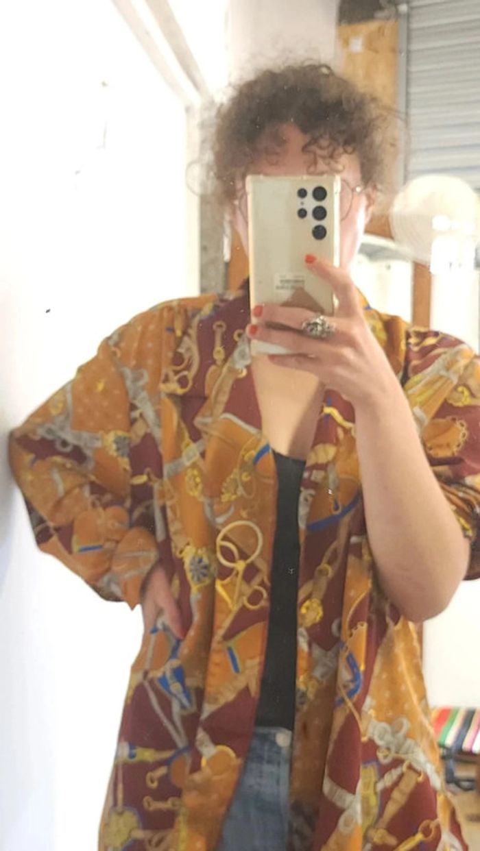 Jolie chemise vintage fluide et légère motifs chaines - photo numéro 5