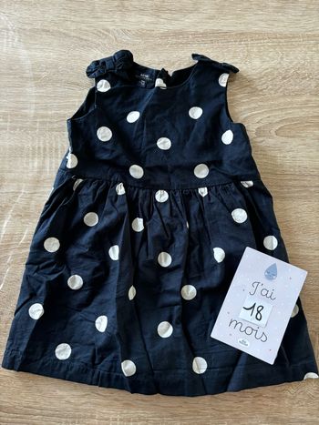 Robe bleu pois blanc KIABI t.18m