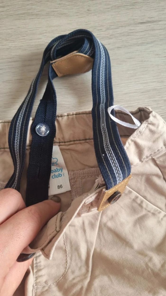 Pantalon beige a bretelles 86cm - photo numéro 3