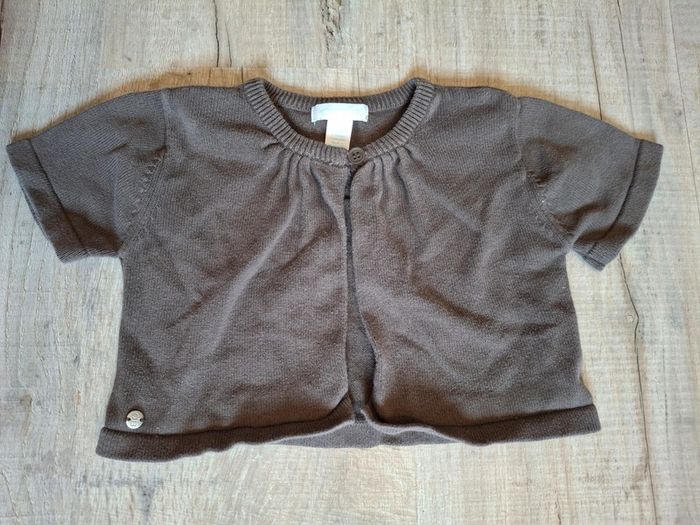 Gilet gris marron fille 18 mois