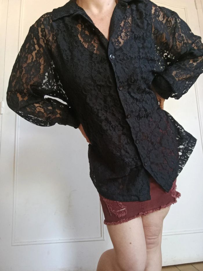 💎Chemise femme sexy raffiné noir dentelle t L 40