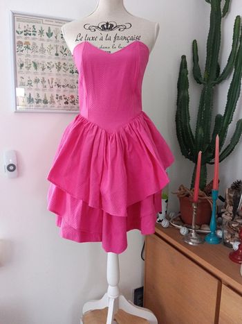 Robe bustier vintage en coton fushia