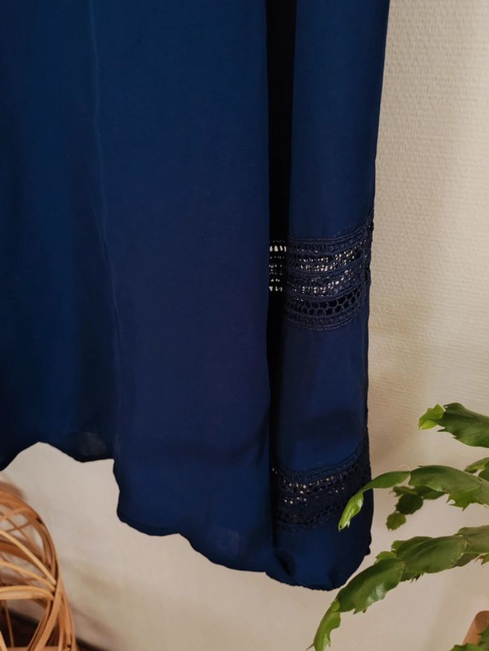 Blouse manches longues bleu marine ajourée - photo numéro 2