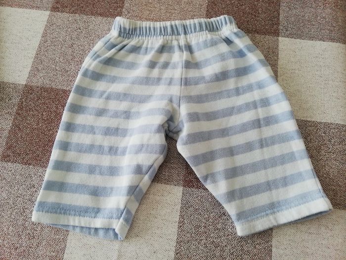 Pantalon rayé Blanc/bleu 1 mois