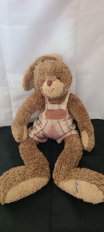 Peluche Lapin marron salopette 48 cm Louise Mansen