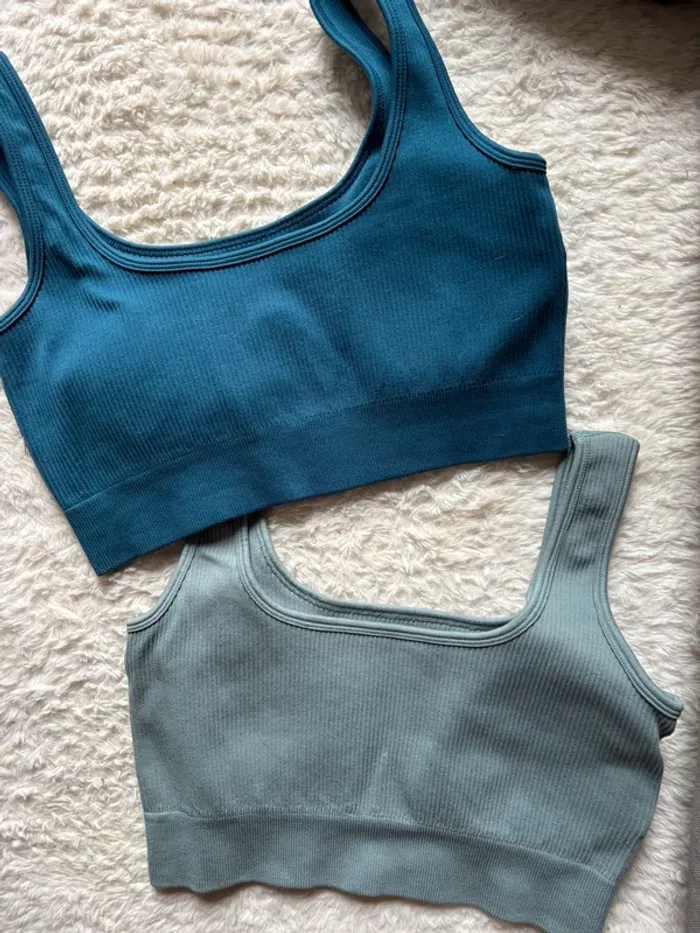 Lot de 2 brassières - bleu et verte - photo numéro 7