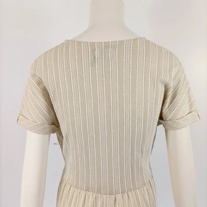 robe longue cache coeur beige rayures verticales CMT atelier - taille M (10) A310 - photo numéro 9