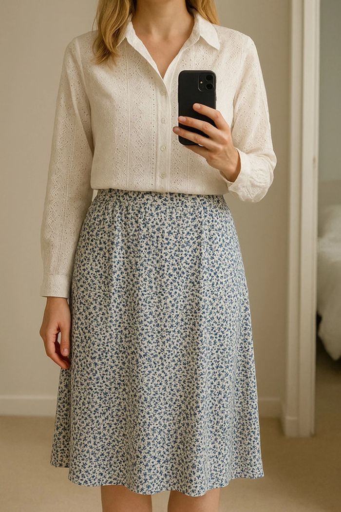 Chemise brodée ajourée blanche – Zara – Taille L - photo numéro 2