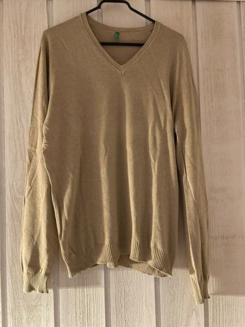 Pull fin col V écru - Benetton - L