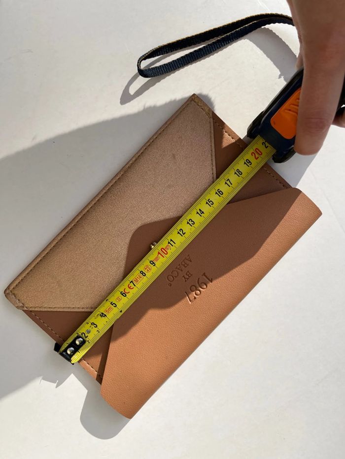 Pochette portefeuille style enveloppe - marron et doré - photo numéro 10