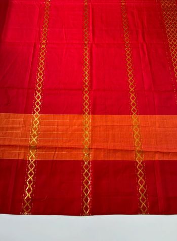 Tissu Balinais - Rouge & Orange et fil d’or Or - 107 x 222 cm