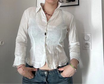 Chemise blanche en lin  – Un Deux Trois – Taille 40 – Excellent état