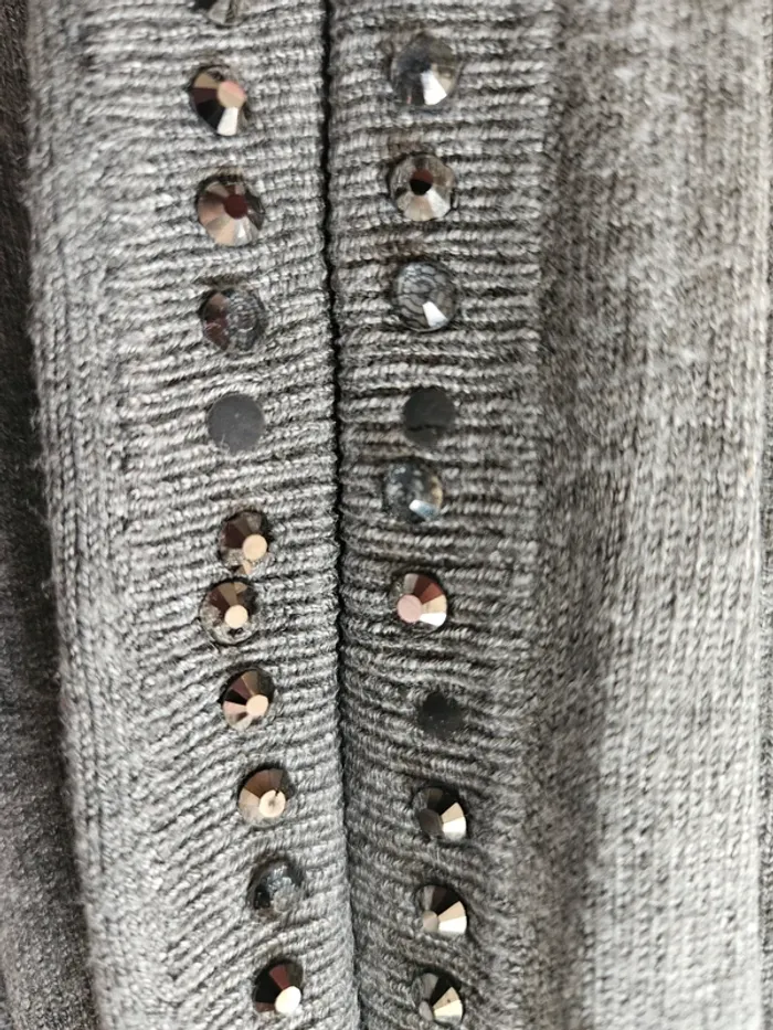 Pull gris avec strass Enzoria Taille U (40) - photo numéro 8