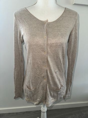 Cardigan beige crème tulle mesh Sonia Rykiel T38 M