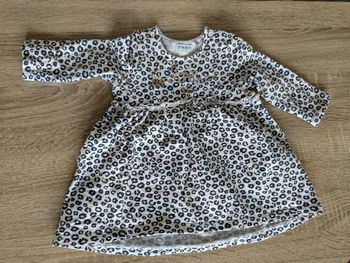 Robe chaude manches longues imprimé léopard IKKS bébé fille 6 mois