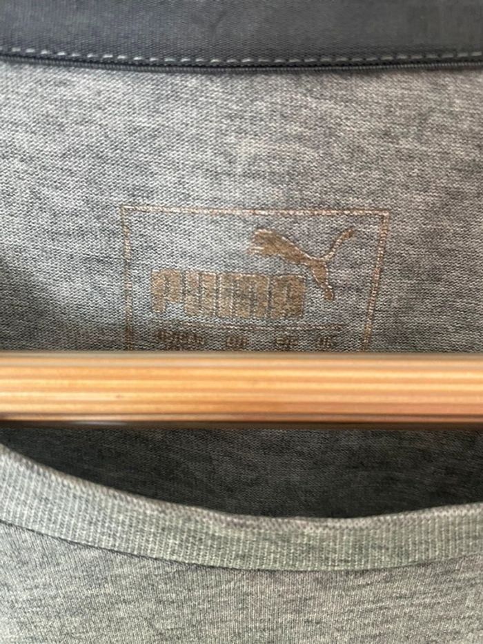 T-shirt Puma gris brodé – Homme – Taille M – Logo grand format - photo numéro 4
