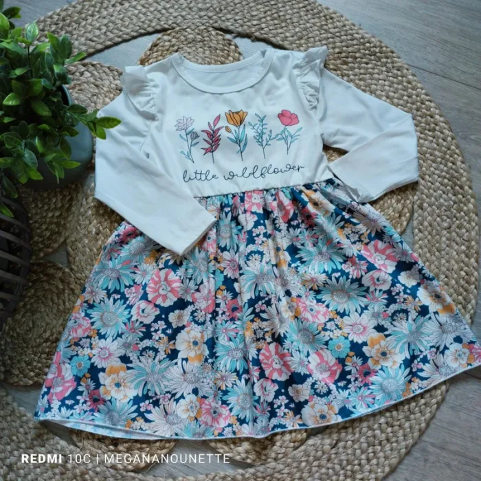 🌼 Robe fille 4 ans Little Wildflower – Fleurie & manches longues - photo numéro 4