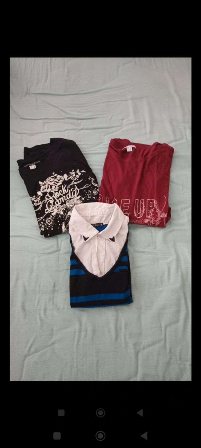 Lot pull + 2 tee-shirts manches mi-longues grande taille