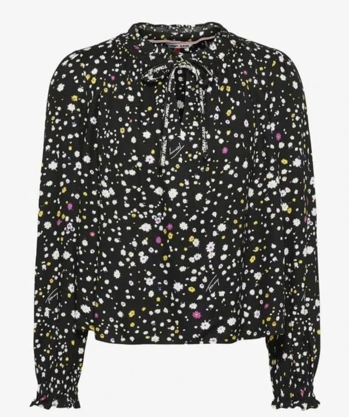 Blouse Noir a Motif Floral Tommy Jeans. Pour Femme. Taille XS - photo numéro 2