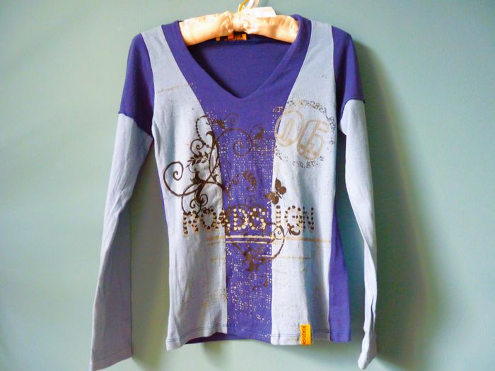 T-shirt femme Roadsign S 36 imprime bleu Neuf manches longues