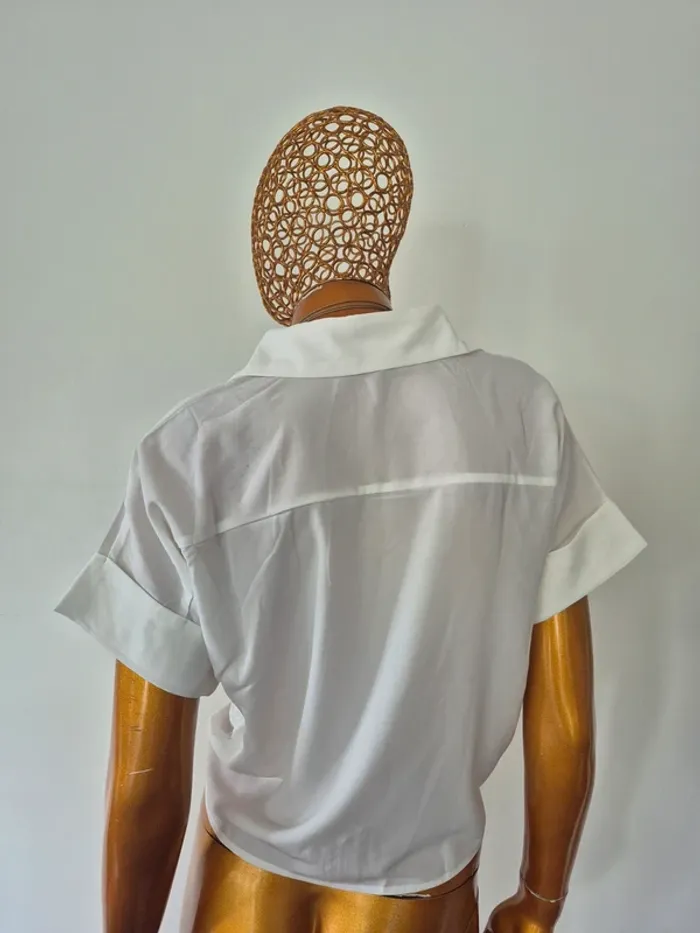 Chemise à nouer Manches Courtes Blanche Femme Taille S/M - photo numéro 2