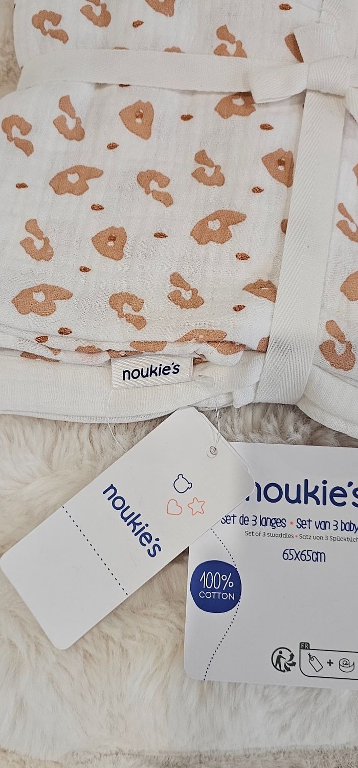 Lot de 3 langes 100% coton Noukie's Neufs - photo numéro 4