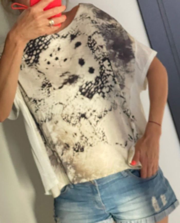 Blouse femme bi matière satin et coton Zara taille M 38 40 en excellent état
