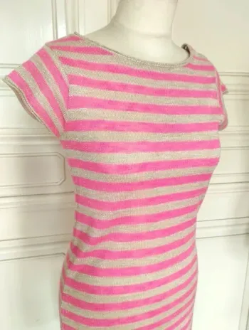 Robe Fine Laine Rose Or TS/M/L