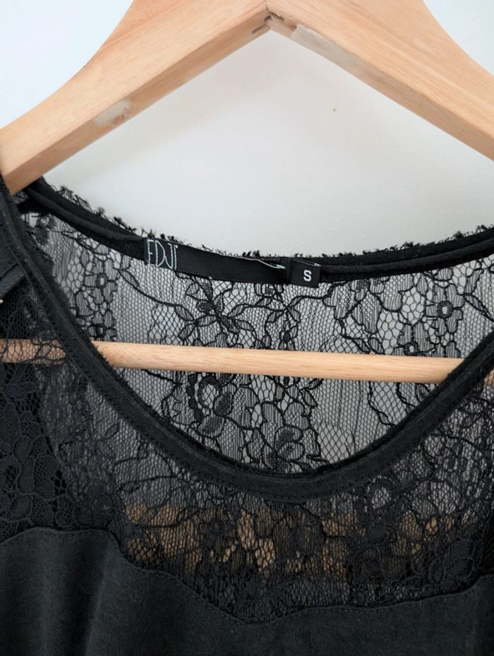 Top noir avec effet dentelle et fermeture éclair EDJI - photo numéro 4