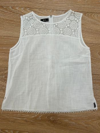 Haut débardeur blanc du Nil - en coton et dentelles - taille 4 42/44