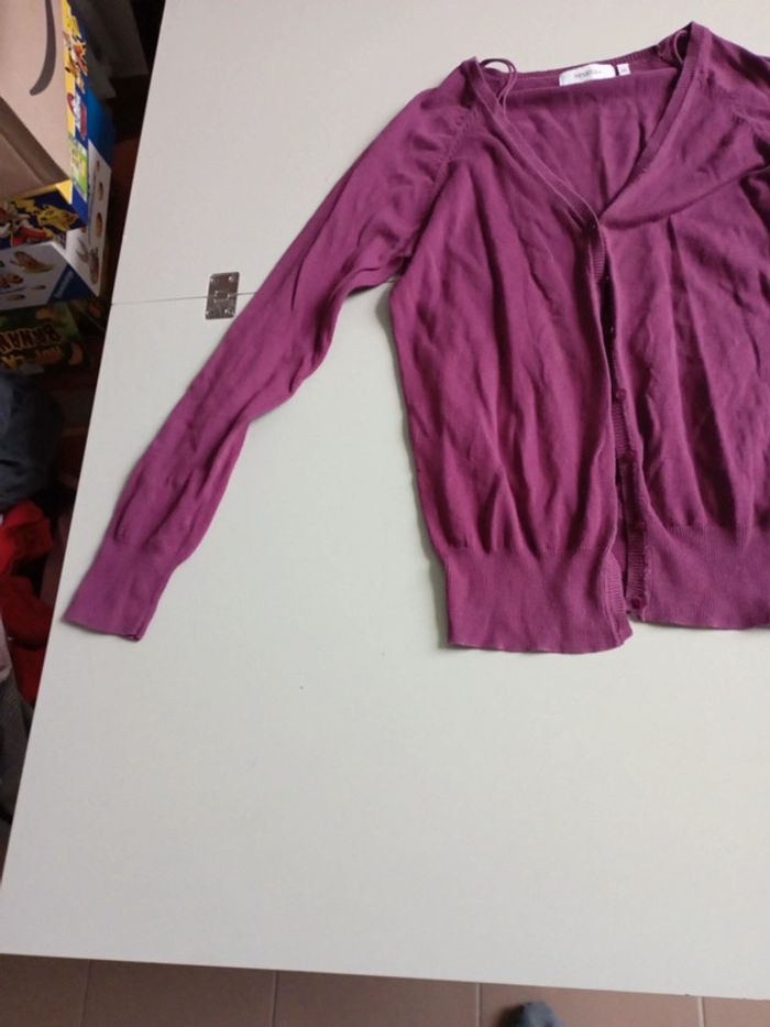 Gilet col v violet yessica c&A XS à bouton - photo numéro 2