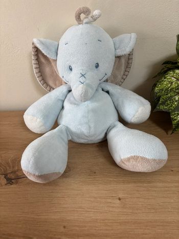 Doudou éléphant bleu beige rigolos nattou