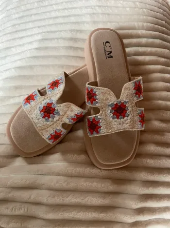 Mules femme style tricot