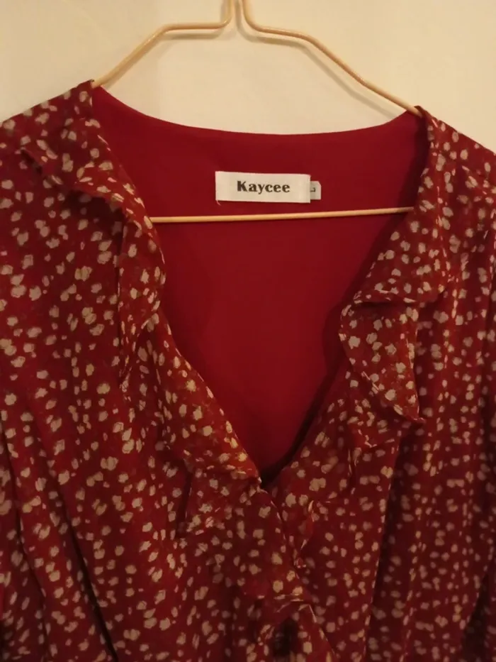 Robe bordeaux fleurie taille L - photo numéro 2
