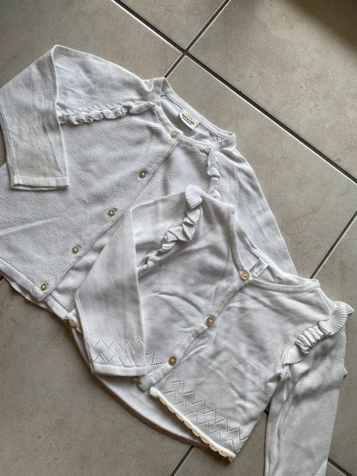 Lot de 2 gilets cardigans blanc fille 23 mois - photo numéro 2