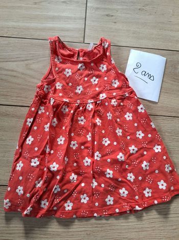 Robe été 2 ans fille rouge fleurie 