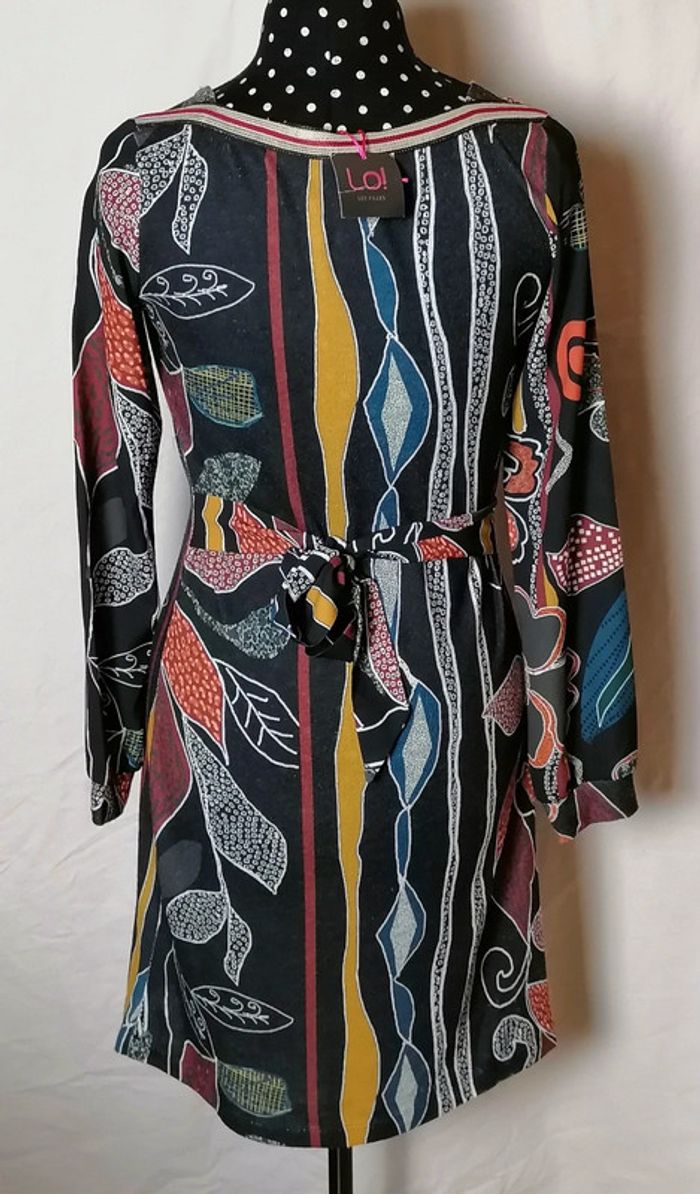 Robe ethniques fleurs noir multicolore taille 36 Lo! Les Filles - photo numéro 4