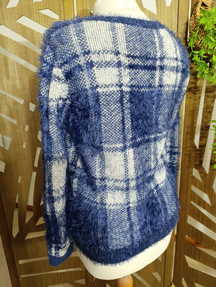 Pull femme a carreaux bleu taille 1 - boutique indépendante - photo numéro 3