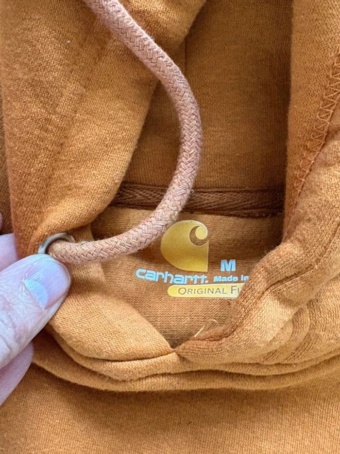 Hoodie Carhartt rework M – orange vintage – style workwear - photo numéro 3