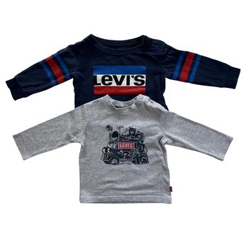 Lot de deux t.shirt à manches longues bleu marine et gris Levi's, 6 mois